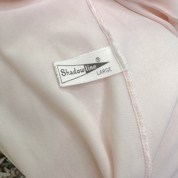Vintage Shadowline Blush Pink Long Sleeve Nightgown Silky Robe Sz Large - Picture 9 of 10